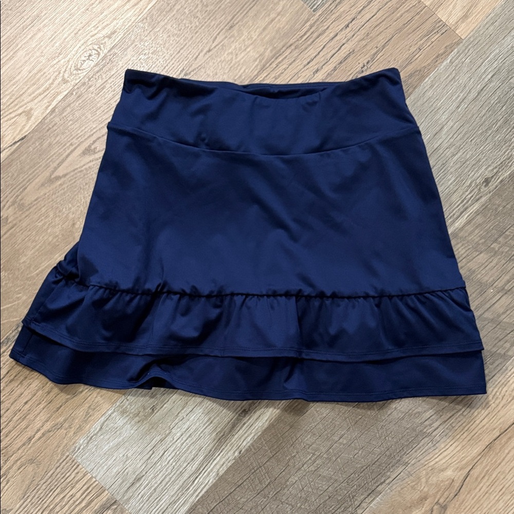 crown & ivy Navy Ruffle Hem Mini Skirt